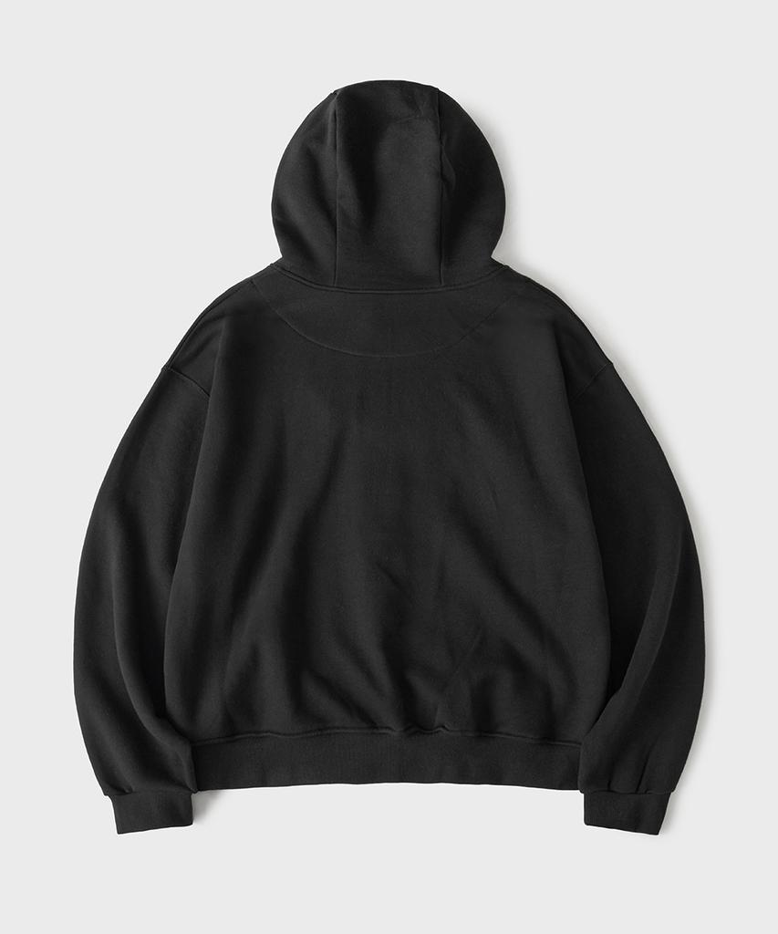 Hooves Heavy Cotton Oversized Button Zip Hoodie [Black]