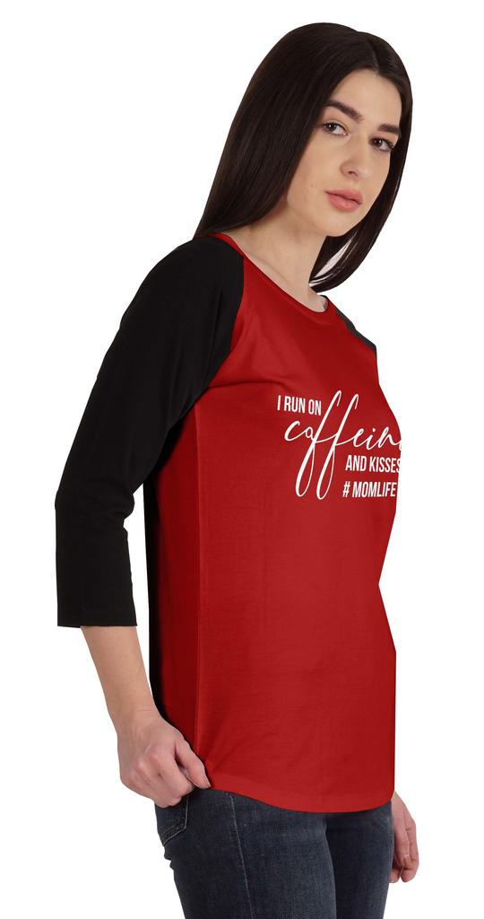 Inkmeso I Run On Caffeine And Kisses #Momlife T-shirt Graphic Top For Women