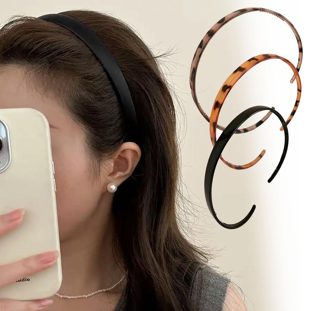 3pcs Thin Plastic Hair Hoops For Women Men And Girls Non Slip Teeth Soft Headbands Acrylic Plastic Headband