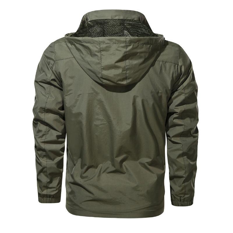 Neue große Jacke für Herren im Frühjahr und Herbst, wind- und wasserdicht, mit Kapuze, für den Außenbereich, Herrenjacke