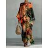 16 European and American artistic sense abstract graffiti set, round neck bat sleeve top + wide-leg pants loose two-piece set