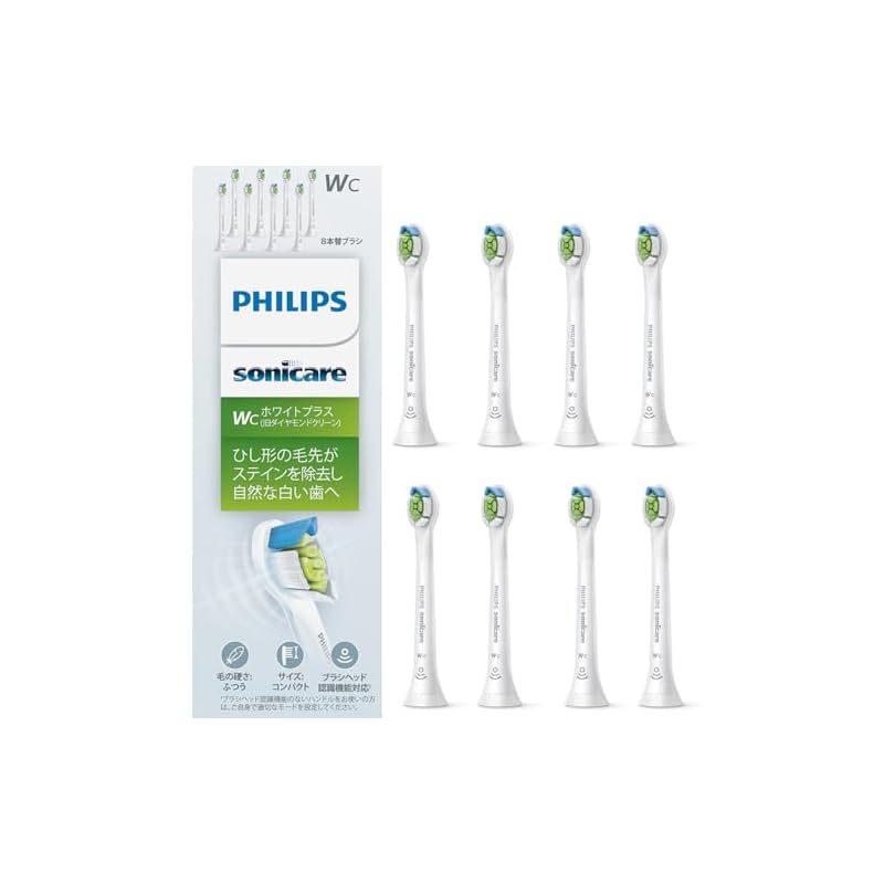Philips Sonicare White Plus Compact-Mini Replacement Brushes (8 Pieces), Genuine, WC HX6078/67, White