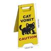 Funny Mini Cat Poop Signs ABS Bright Yellow Caution Overstimulated Desk Sign Cat Vomit Signs Ornaments Humorous Cat Decor