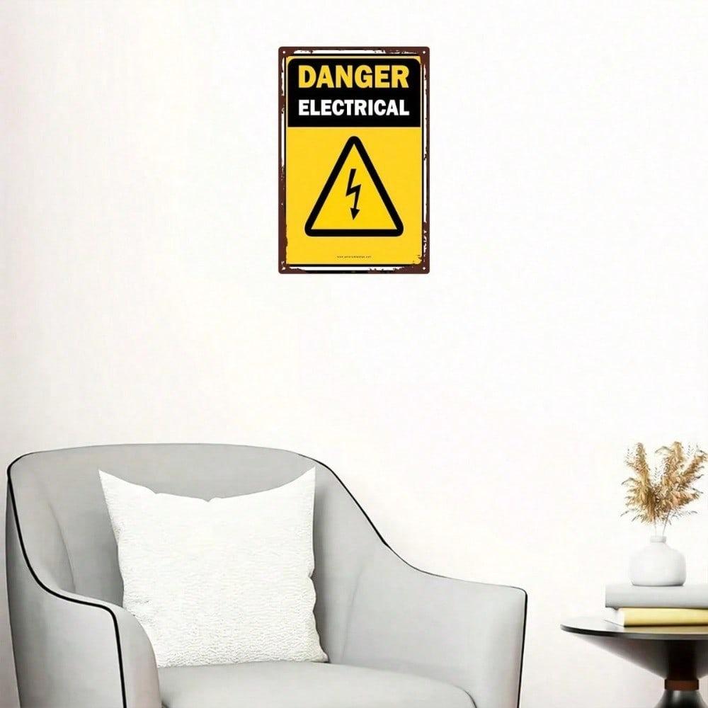 1pc Retro Metal Sign Vintage Danger Warning Plaque 8x12 2D Flat Industrial Garage Wall Decor Rustic Halloween Home Decor