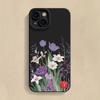 Purple Floral Pattern Phone Case For iPhone 16 16E 15 14 13 12 11 Pro Max XR X XS 12 Mini 16E 7 8 Plus Silicone Cover