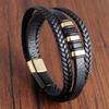 Charm Braid Rope Bracelet For Men Stainless Steel Magnetic Buckle Genuine Leather Bracelets & Bangles Male Female Jewelry