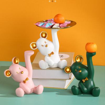Decoração de Casa Bandeja de Armazenamento de Chaves para Varanda Decoração Sala de Estar Escritório Mesa de Trabalho Luxo Leve Casa Hani Bandeja de Urso Fofo