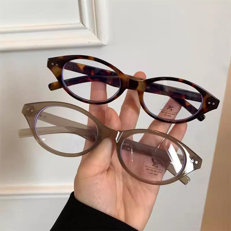 Fashion  Vintage Oval Frame Glasses Retro Eyewear Brand Shades Computer Reading Eyeglasses Anti-Blue Light Glasses Decoration