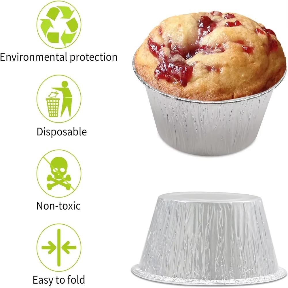 50Pcs Non-stick Aluminum Tin Foil Baking Pans Disposable Tinfoil Tray Baking Cup Tray  Cakes