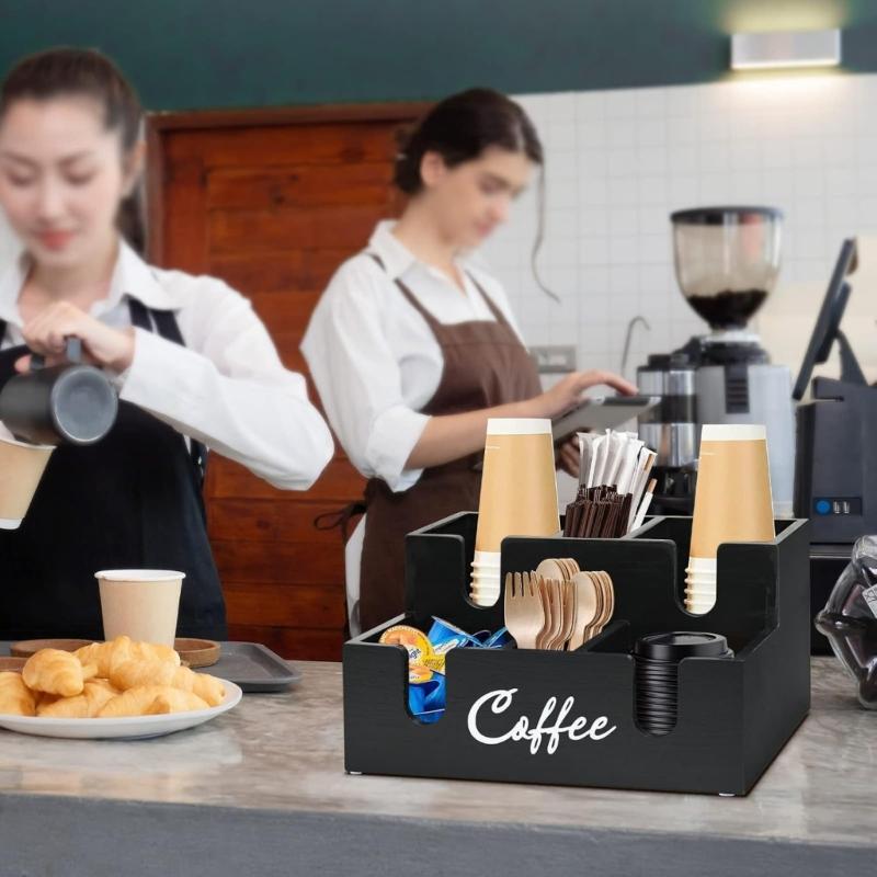 Kaffee-Kapsel-Organizer aus Holz mit 6 geräumigen Fächern und schrägem Design für einfachen Zugriff