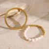 European and American Stainless Steel Pearl Bracelet Niche Spring Bracelet 18k Gold Titanium Steel Hand