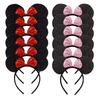 12 Stück Mausohren Stirnband Mädchen Festival Stirnbänder Schwarze Pailletten Schleife Haarband Kinder Geburtstagsfeier Haarschmuck Geschenk