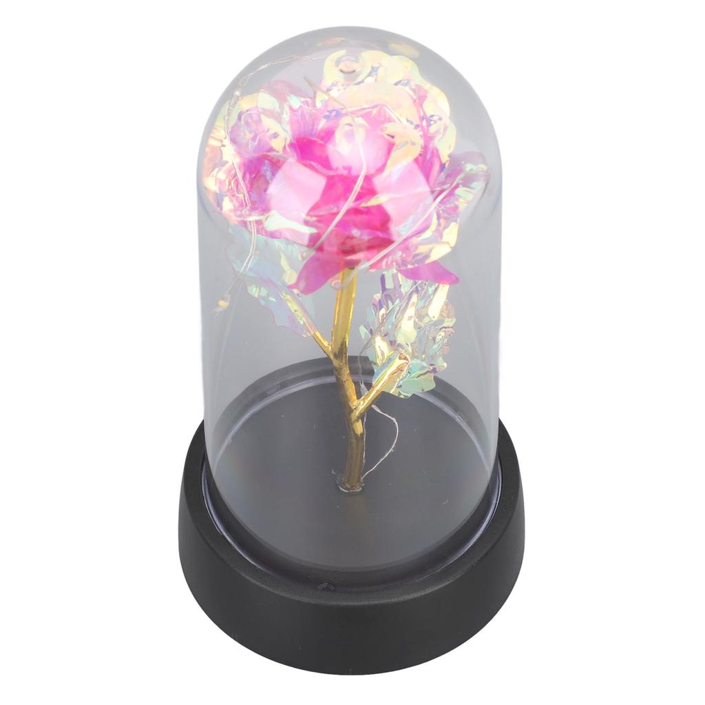 Colorful Light Up Rose in Glass Dome Birthday Gifts Ambient Lighting Light Up Artificial Flower Rose for Anniversary