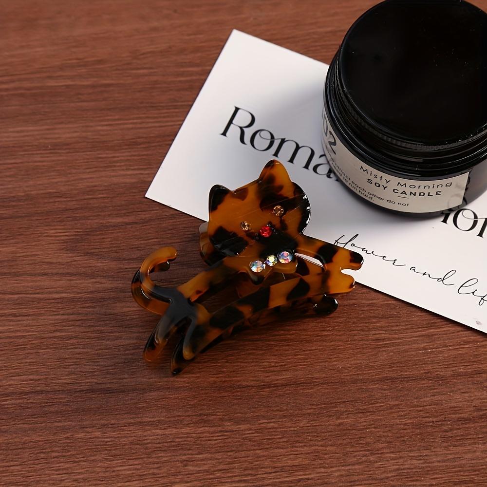 Claw Clip, Acetate Board Inlaid with Diamonds, Fashionable Cartoon Cat Claw Clip, Half Up Clip for The Back of The Head, Shark Clip for Styling.