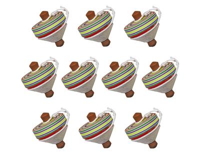 Mini Mini Traditional Japanese Wooden Folk Spinning Tops, Set of 10, for Commercial Use