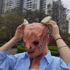 Halloween Horror Latex Mask Ox Horn Devil Cosplay Costume Party Prop