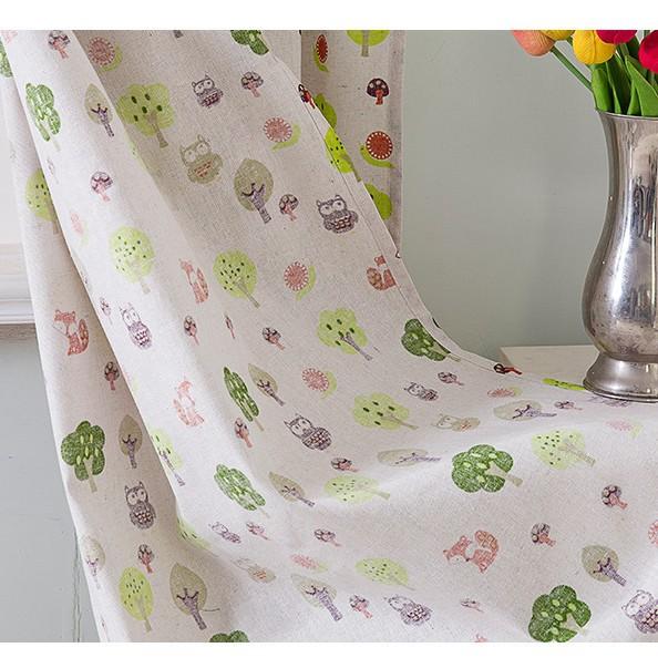 Nordic Style Curtains Printed Children'S Curtains American Country Curtains Linen Cotton Finished Curtains
