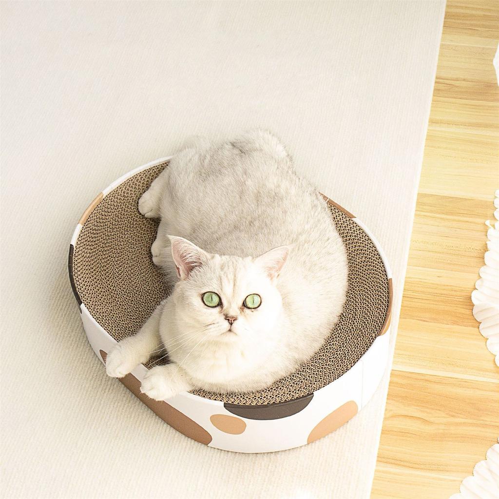 Scratcher Cardboard Bed Couch For Indoor Cats Oval Shape, Cat Scratching Pad Recycle Corrugate Scratcher Long Lasting Furniture
