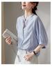 Lyocell Linen Round Neck Seven Quarter Sleeved Shirt for Women In Summer 2026, Loose and Versatile Casual Solid Color Top