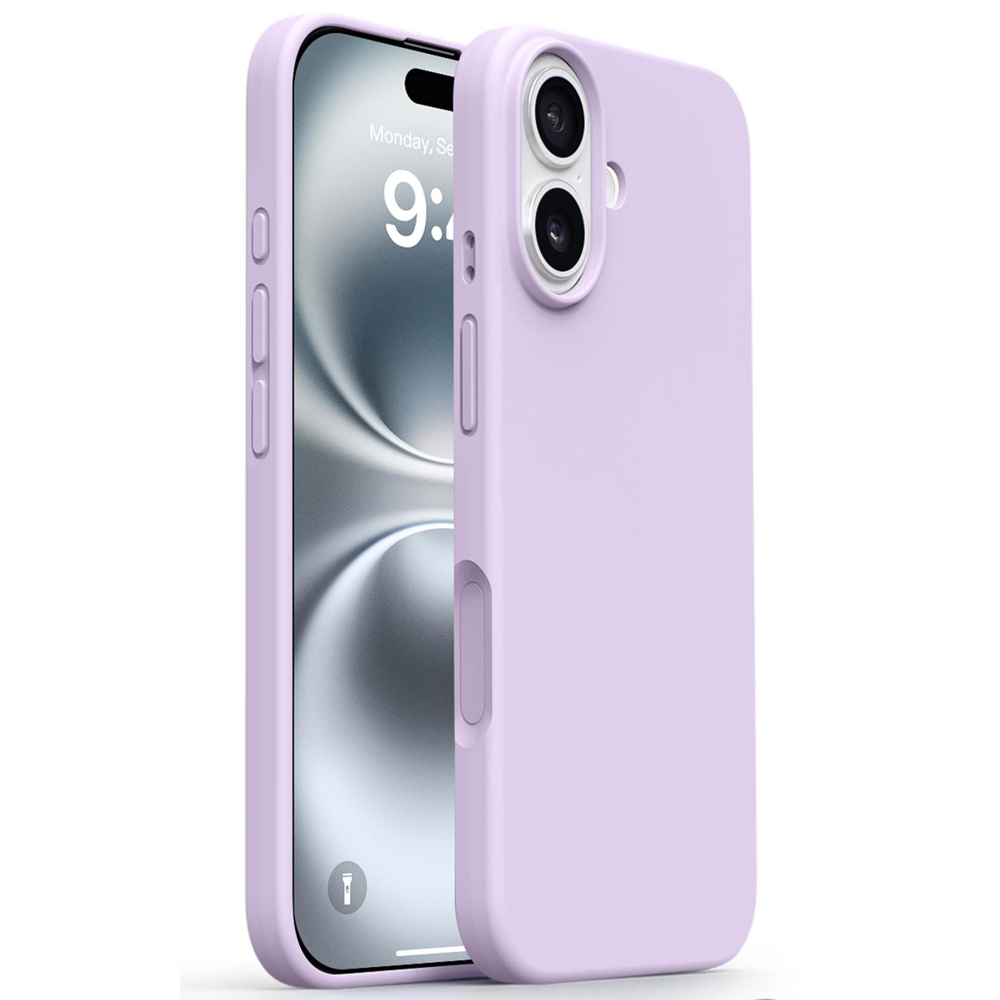 

For iPhone 17 Case Soft Microfiber Lining Liquid Silicone+PC Phone Cover Bean Purple