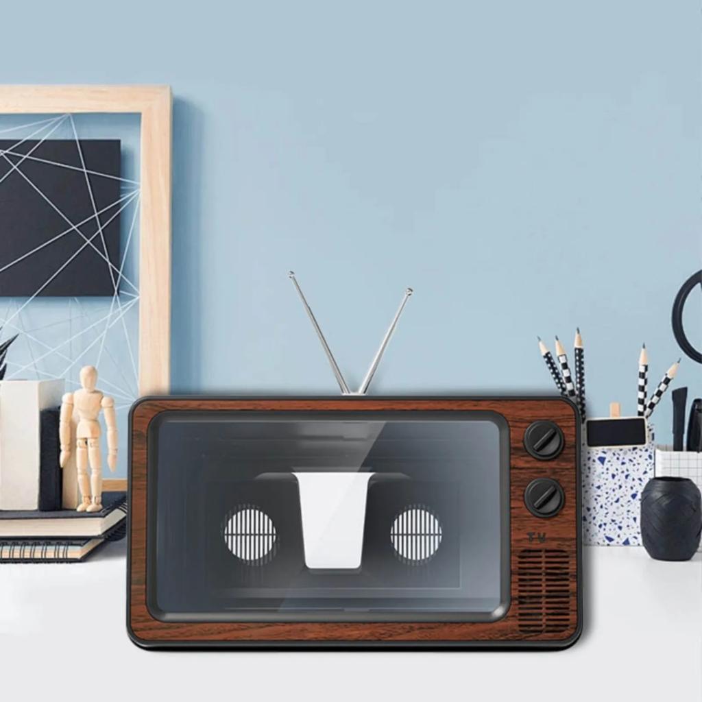 Ornament, Retro Tv 3D Screen Magnifier Tv Desktop Tv Mobile Screen Magnifier Retro Creative Mobile Phone Stand Home Projector