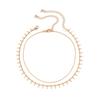 Accessories, simple metal fringed double-layer necklace women, versatile geometric round bead chain collarbone necklace