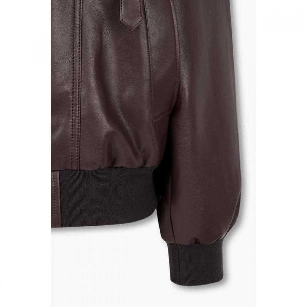 Studio Tomboy Synthetic Leather Bomber Jacket 9105161a01ar 