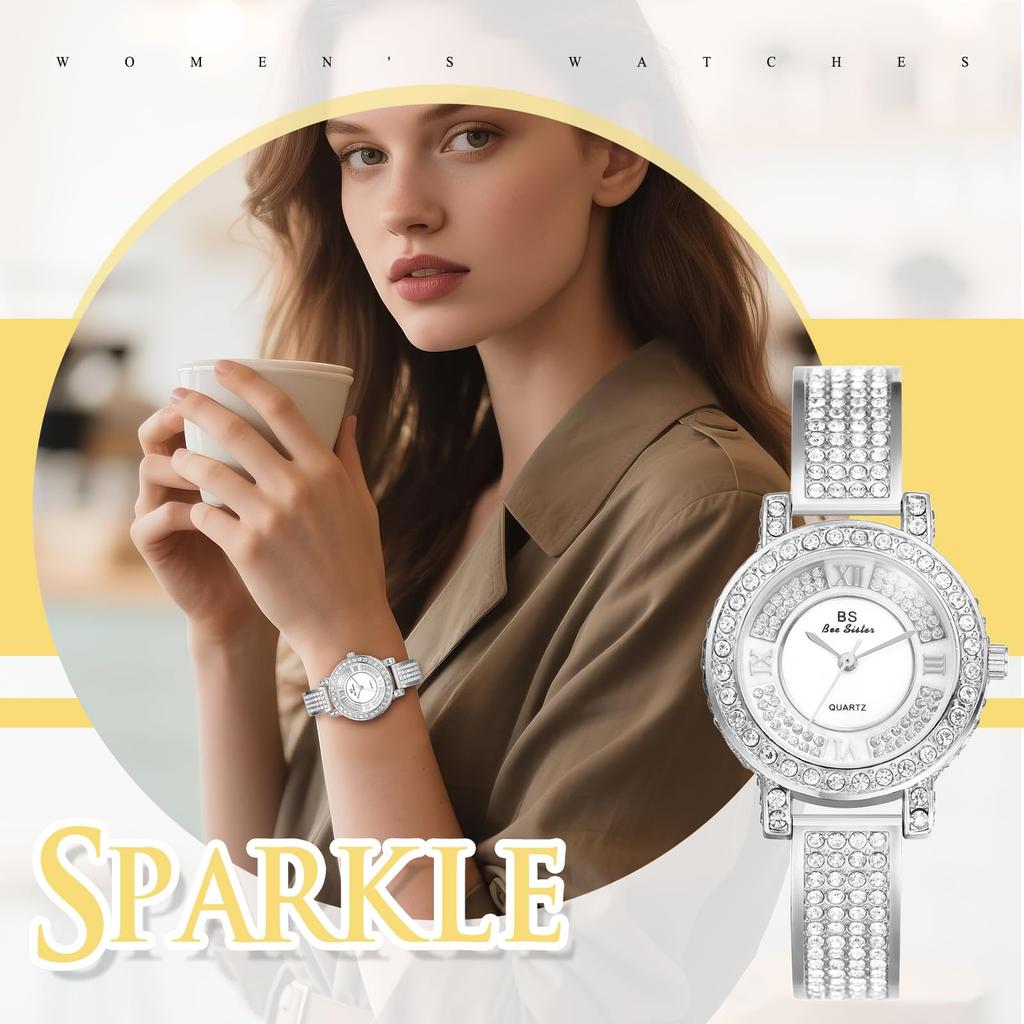 Süße Damen-Diamantuhr mit funkelnden Strasssteinen: Analog, Wasserdicht, Modeaccessoire - Valentinstag, Weihnachten, Geburtstagsgeschenk