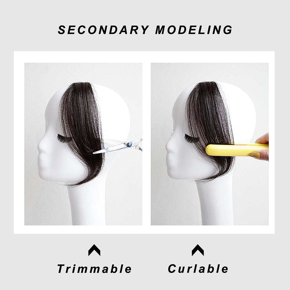 Synthesis Wig Middle-part Bangs Hair Extensions Clip In Forehead Natural Seamless French Oblique Bangs Eight-character Bangs