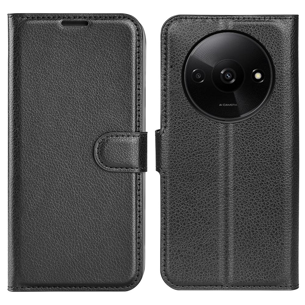 For Xiaomi Redmi A3 4G/Poco C61 4G Case Litchi Texture PU Leather Folding Stand Phone Cover