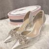 Fashion Fashion Shoes Female 2025 New Slip On Women's High Heels Pumps Women Crystal Pointed Toe Shallow Thin Heel Women's Sandals