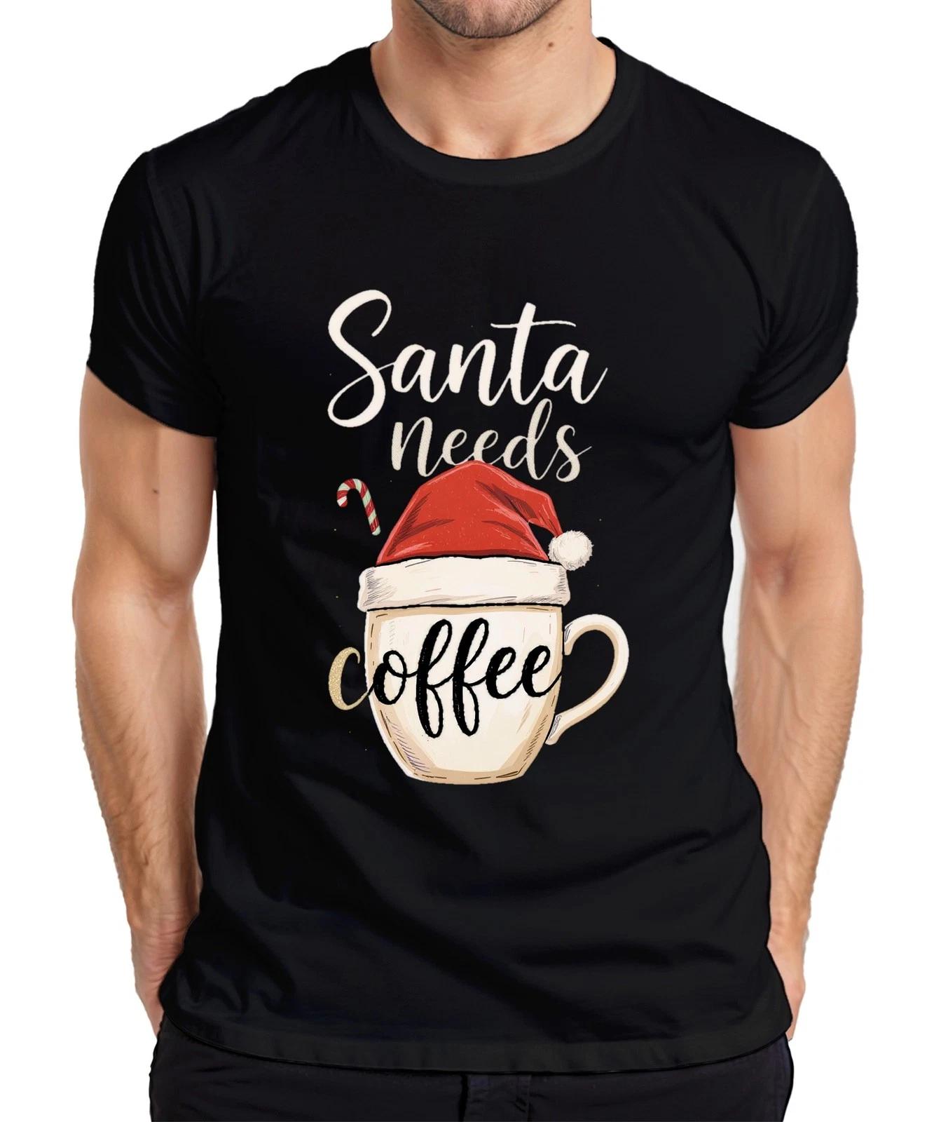 Santa Needs Coffee Santa Claus Funny Coffee Gift Mens T-Shirt- 3XL