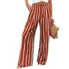 Women Solid High Waist Single Button Front Pleated Loose Wide Leg Comfort Casual Long Trousers