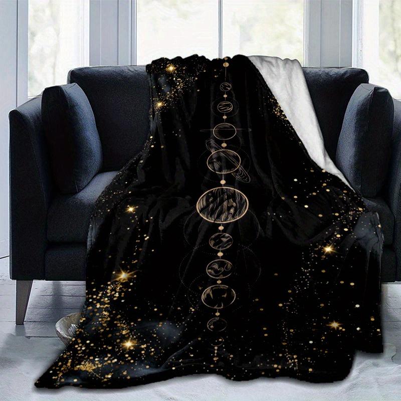 

1pc Planet Printing Lightweight Flannel Blanket, Comfortable and Warm Blanket, for Camping Sofa Bed and Couch Office, Gift 100x150cm