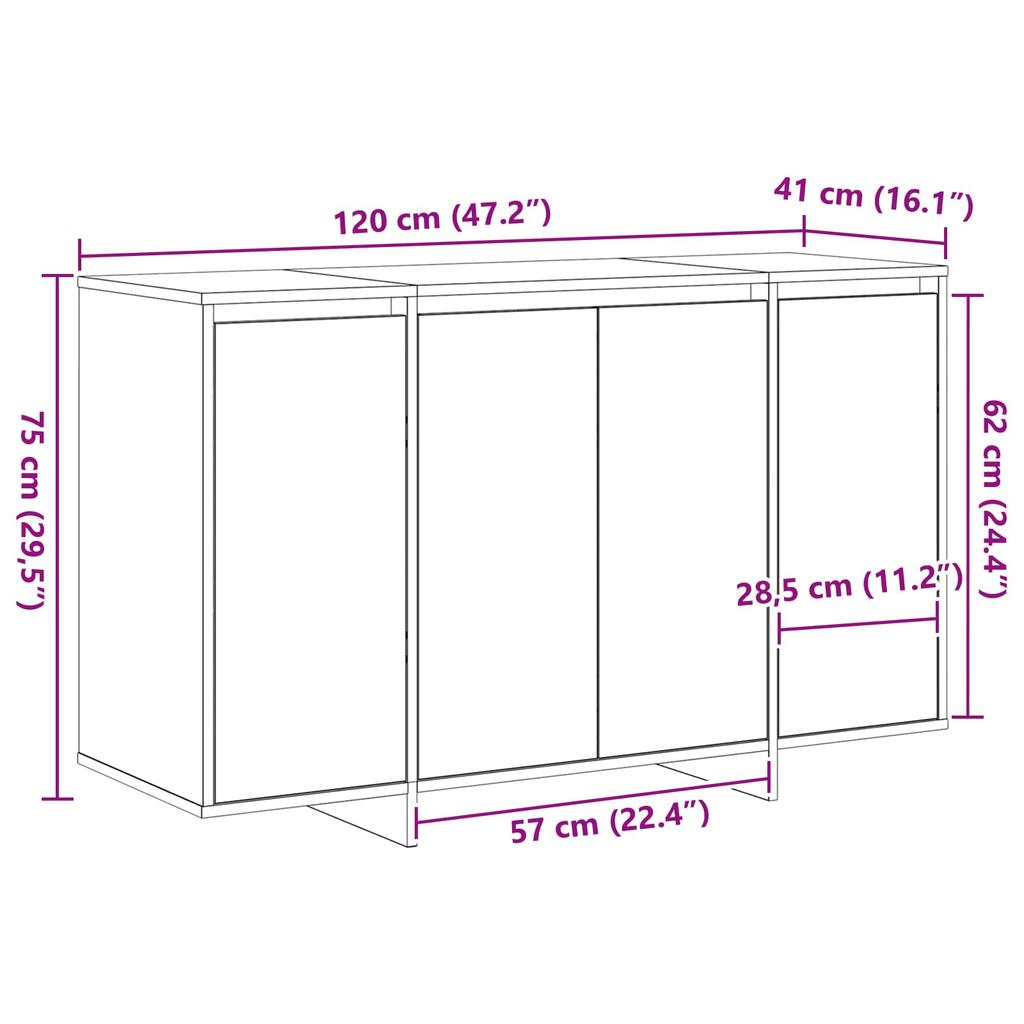 Sideboard White 120 x 41 x 75 cm Particleboard