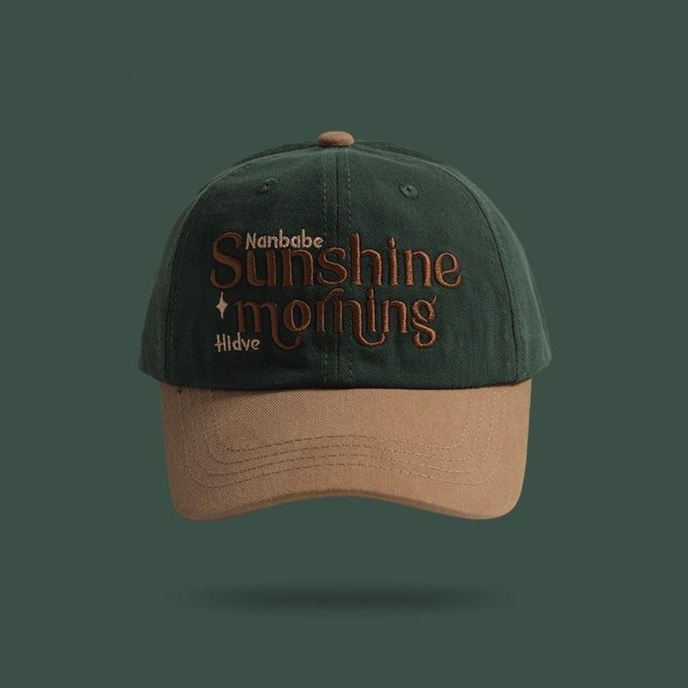 

Casual Vintage Baseball Cap Versatile Embroidery Letter Peaked Hat Breathable Adjustable Sun Visor Unisex зелений