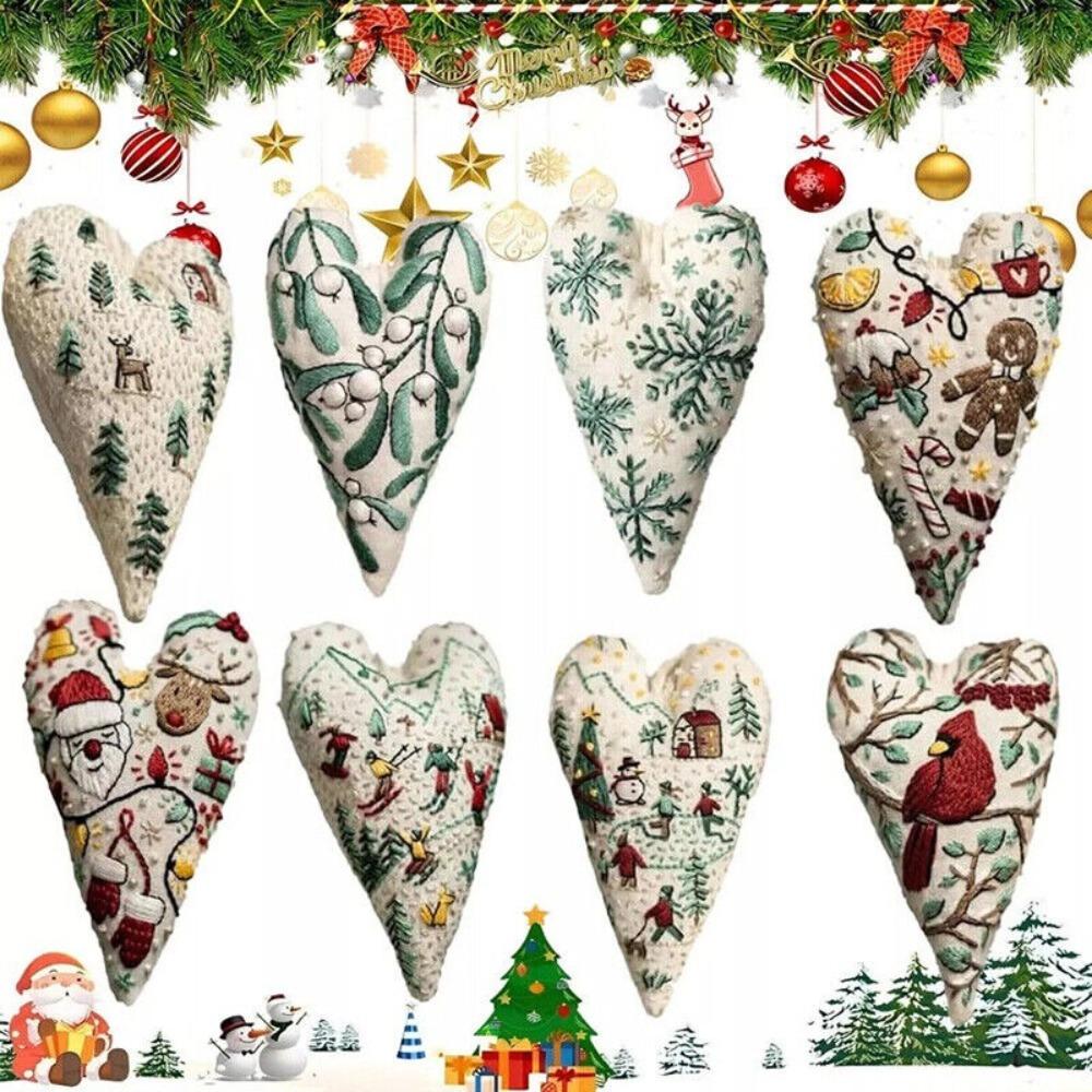 Festival Heart Christmas Embroidery Kit Gifts mas Tree Hanging Decoration Heart Cross Stitch Kit Material Package