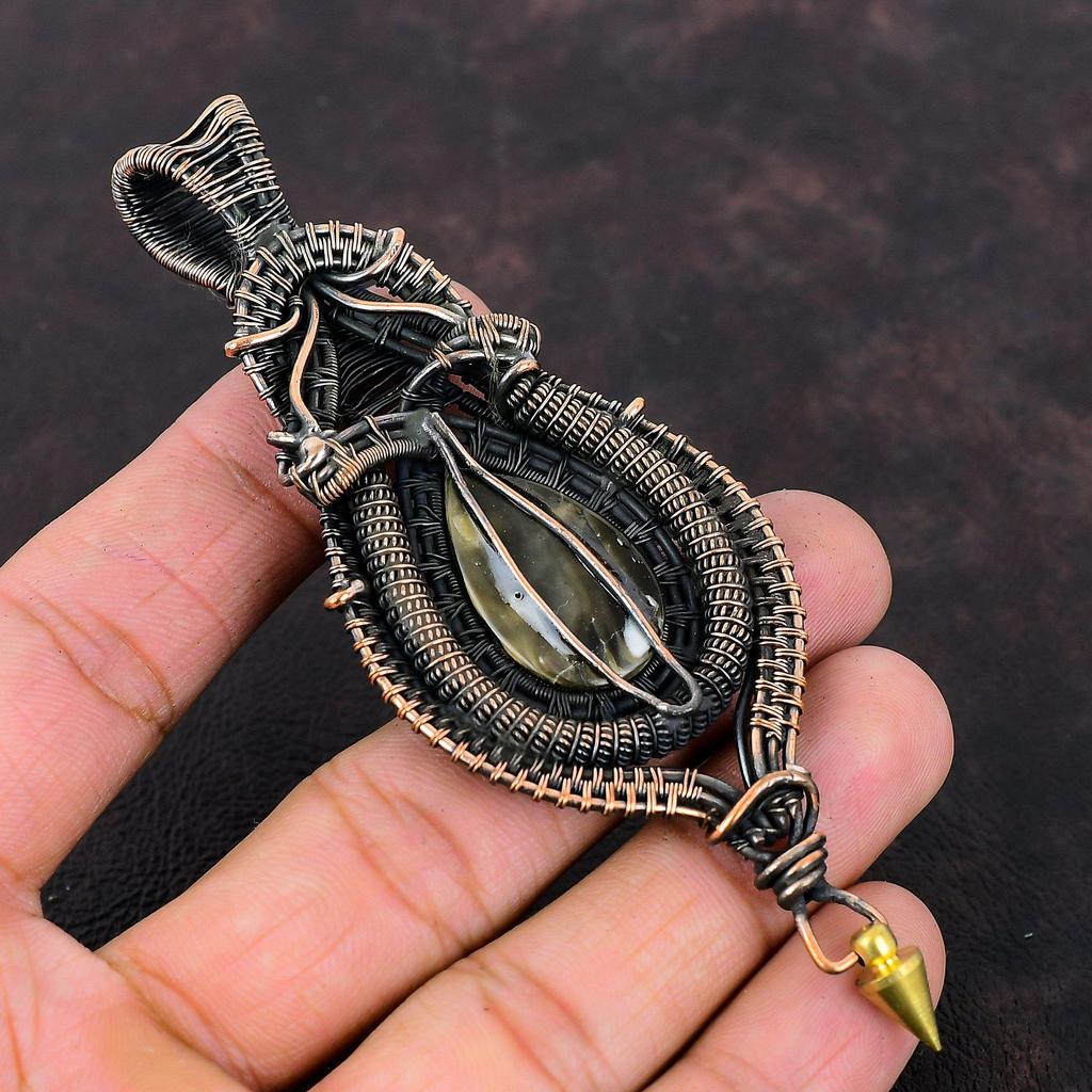 Schwarzes Perlmutt Anhänger Kupferdraht umwickelter Anhänger Edelstein Kupferschmuck Brandneuer Anhänger Geschenk für Mama Handgefertigter Drahtwickelschmuck