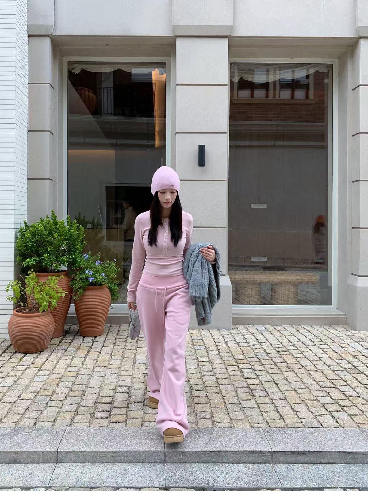 Yuyi 2025 Korean Style Sweet & Spicy Open Collar Long Sleeve Women s T-shirt One Size розовый