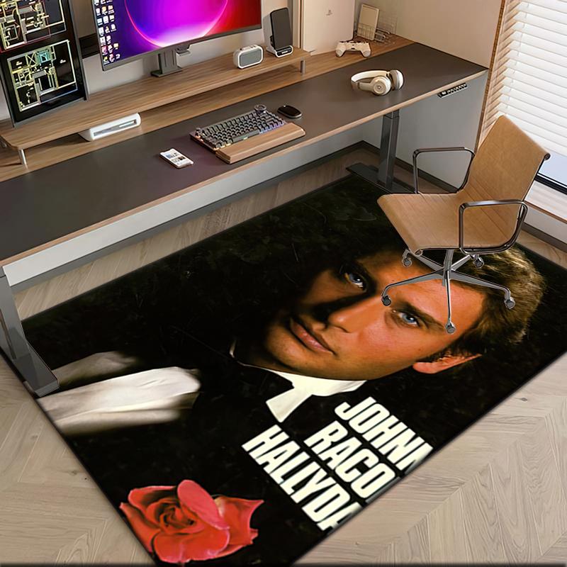 1pc French rock legend Johnny Hallyday Carpet Rug for Living Room Bedroom Home Sofa Decoration,Kids play Non-slip Floor Mat