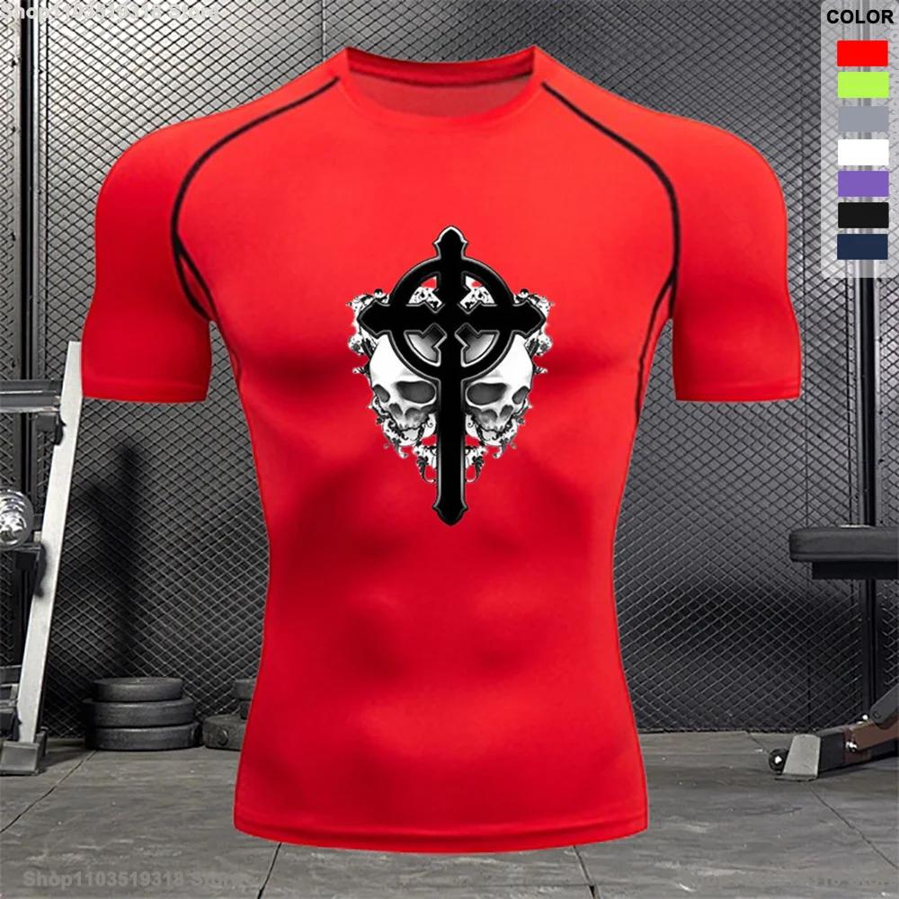 Bodybuilding Gym Outdoor Running Compression T-shirt Men's Summer Tight Breathable Short-sleeved Sports Quick-drying Top S-3XL