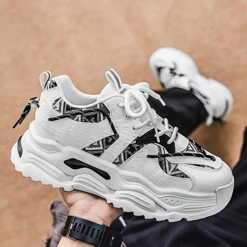 Thick Sole Tied Sneakers Man Dress Brown Dress Shoes Black Sneakers Man Sport Casuall Sapatos Runners Dropship Tenid