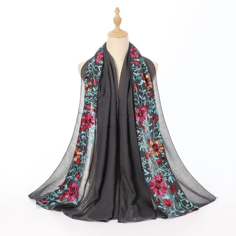 Womens Ethnic Style Embroidered Summer Sun Protection Shawl Scarf