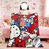 K-KittyS Cartoon Art Cute Hello Blanket For Soft Throw Blanket for Picnic Bed Sofa Home Bedroom Cozy Warm Comfortable