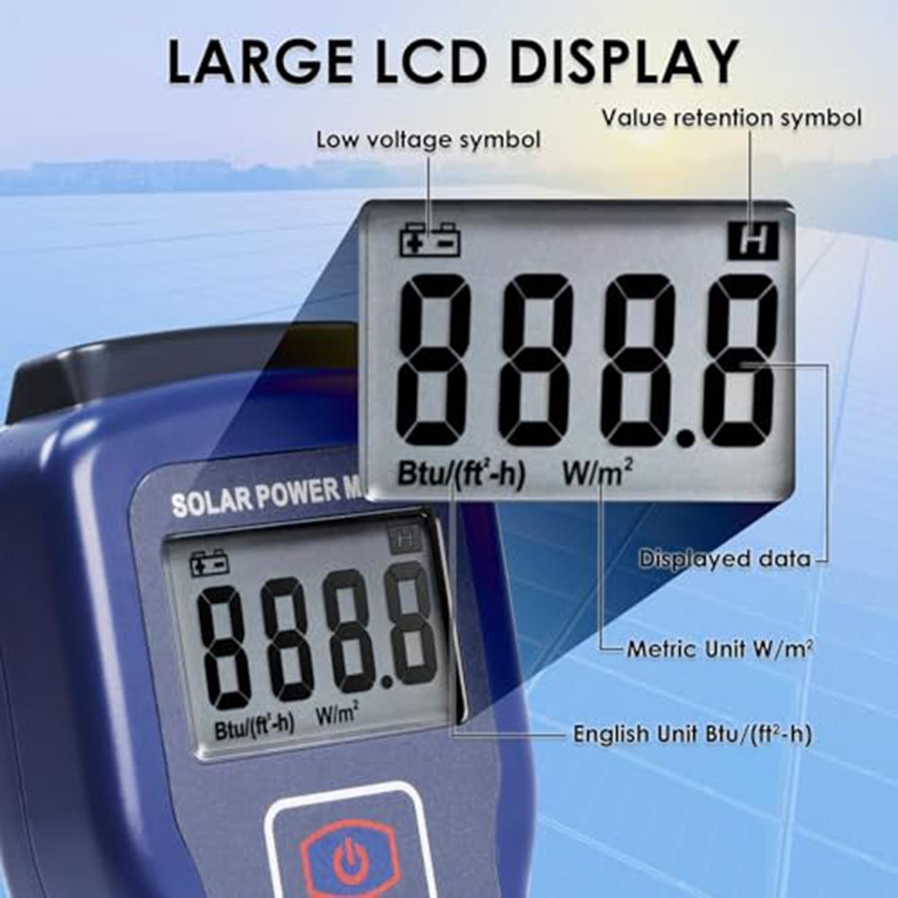 Digital Solar Power Meter 340-1100nm Irradiance Tester With LCD Display For Solar Panel Energy Research And Agriculture Tool