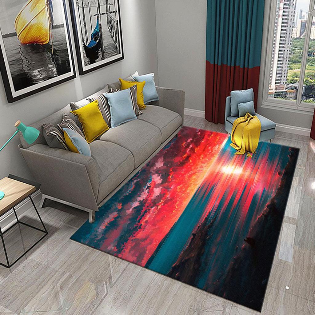 Colorful Cartoon Sunrise Rug Bathroom Entrance Non-slip Mat Kitchen Living Room Children's Bedroom Decorative Floor Rug
