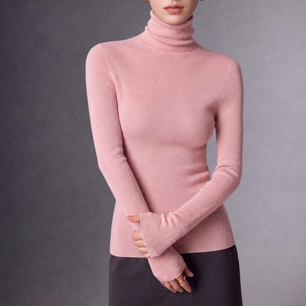 Machine Washable Slim-Fit Merino Wool Sweater with Half-High Neck.
