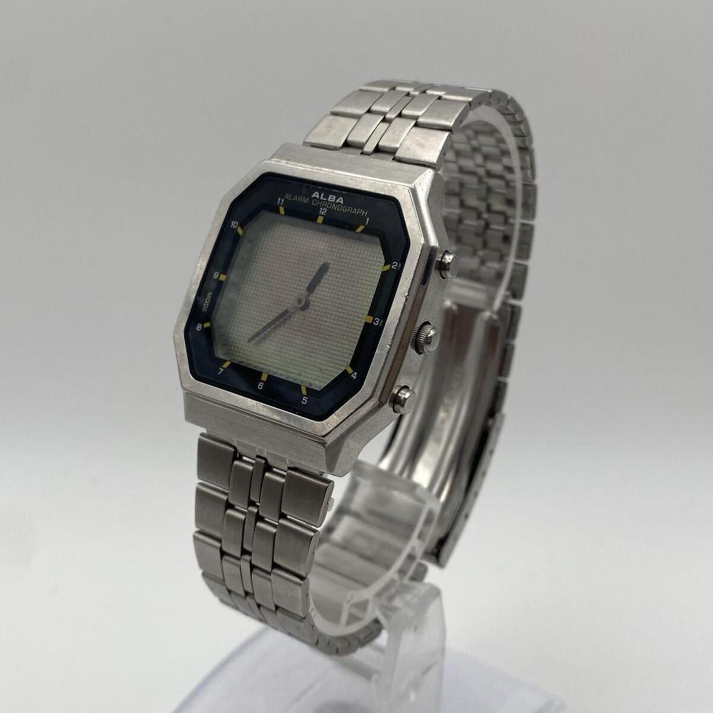 Used SEIKO ALBA Double Face Y950-5040 Men's Watch Quartz Ana-Digi Alarm Chrono Vintage