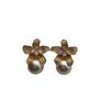 High-Brightness Pearl Earrings, High-End Personality Exaggerated Earrings, Flower Temperament Jewelry, Cold Wind Slightly Inlaid Zircon Stud Earrings
