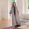 Elegant Middle Eastern Embroidered Long-Sleeve Abaya Evening Dress